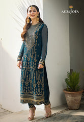 Asim Jofa Embroidered Luxury Chiffon 3 Piece Unstitched